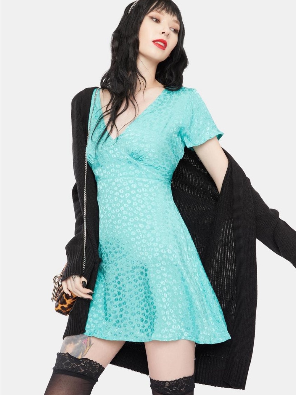 Motel Rocks Turquoise Floral Elara Mini Dress